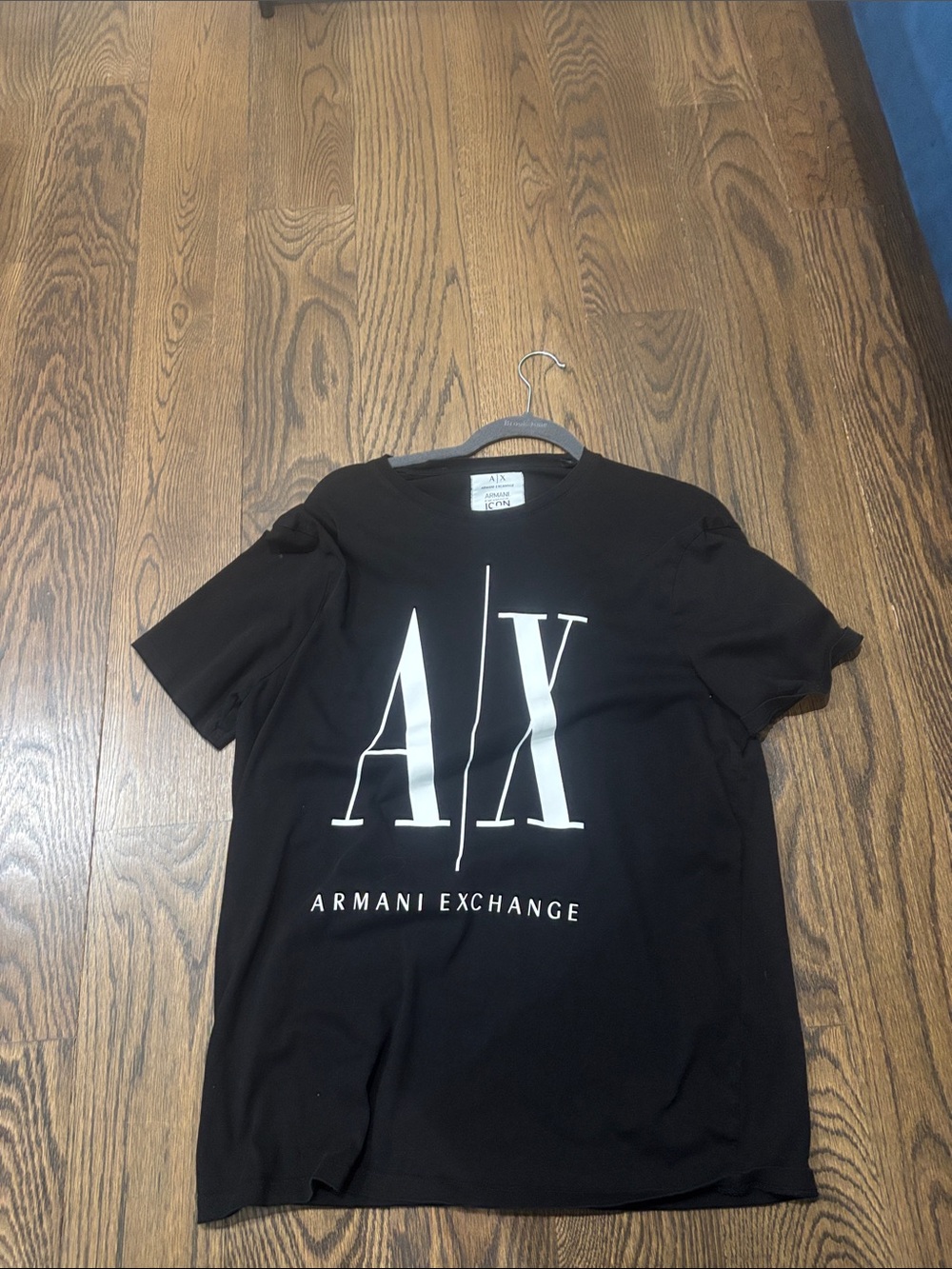 Armani Exchange Black T-Shirt with White AX Logo